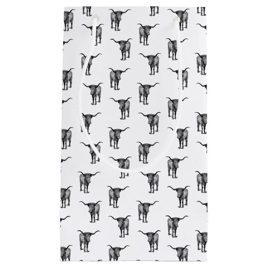 ウェスタンテキサス州ロングブルカスタムカラー スモールペーパーバッグ (正面)