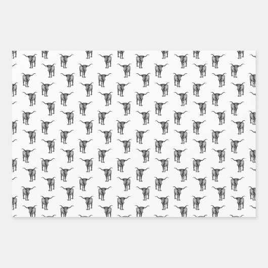 ウェスタンテキサス州ロングブルカスタムカラー ラッピングペーパーシート (正面)