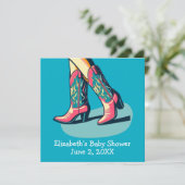 ウェスタンテーマのコウガールブーツベイビーシャワー 招待状 (スタンド正面)