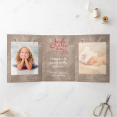 ウェスタンテーマウッド4写真テンプレートクリスマス 三つ折りクリスマスカード (内部)