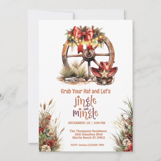 ウェスタンテーマカウボーイクリスマスパーティー 招待状 (正面)