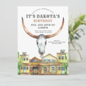 ウェスタンテーマカウボーイ女性のカーボーイバースデーパーティー 招待状 (スタンド正面)