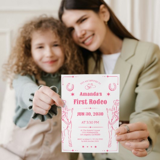 ウェスタンテーマガールズファーバースデーパーティー招待状 セーブザデート