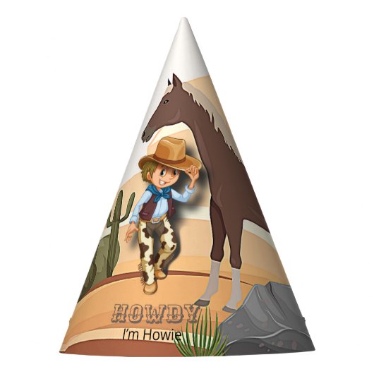 ウェスタンテーマハウイズカウボーイ誕生日 パーティーハット (正面)
