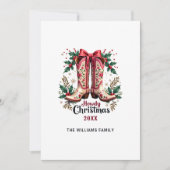 ウェスタンテーマハウディクリスマス女性のカーボーイブーツ シーズンカード (正面)