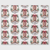 ウェスタンテーマハウディクリスマス女性のカーボーイブーツ ラッピングペーパー (フラット)