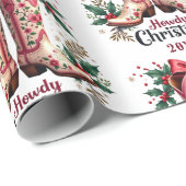 ウェスタンテーマハウディクリスマス女性のカーボーイブーツ ラッピングペーパー (ロールコーナー)