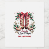 ウェスタンテーマハウディクリスマス女性のカーボーイブーツ ワインラベル (シングルラベル)