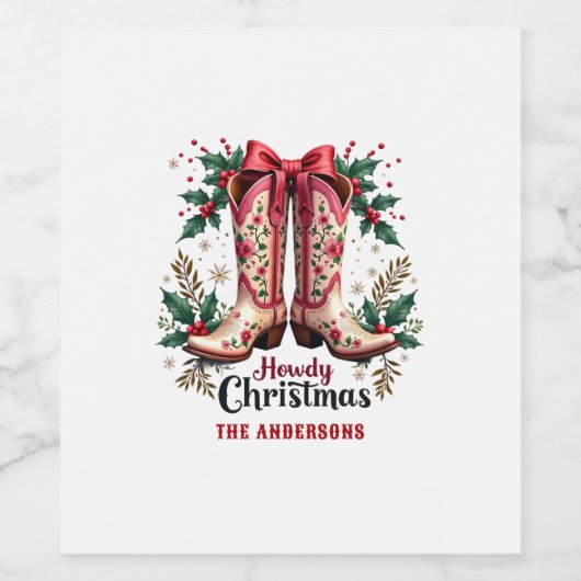 ウェスタンテーマハウディクリスマス女性のカーボーイブーツ ワインラベル (シングルラベル)