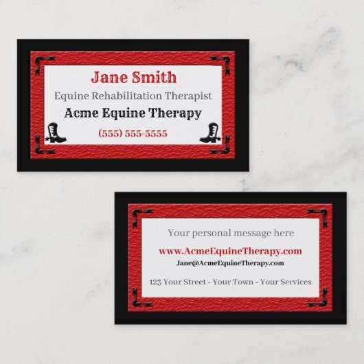 ウェスタンテーマレッドアンドブラックプロフェッショナル 名刺 (正面/裏面)