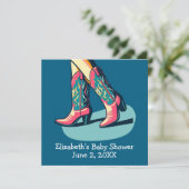 ウェスタンテーマ女性のカーボーイブーツベビーシャワー 招待状 (スタンド正面)