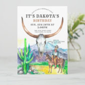 ウェスタンテーマ牛スカル水の色の誕生日パーティー 招待状 (スタンド正面)