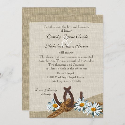 ウェスタンデイジーとホースシューズ 招待状 (正面/裏面)