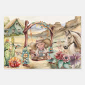 ウェスタンデコページ – 女性のカーボーイガールデザートカントリー ラッピングペーパーシート (正面3)