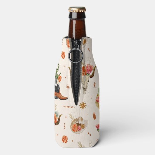 ウェスタンデザートカクタスカウボーイ帽子パーソナライズドネーム ボトルクーラー (ボトル裏面)