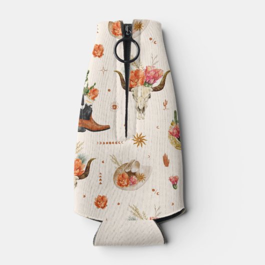 ウェスタンデザートカクタスカウボーイ帽子パーソナライズドネーム ボトルクーラー (裏面)