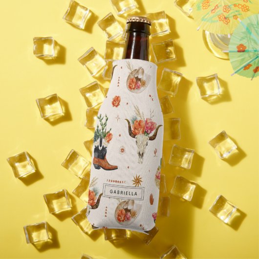 ウェスタンデザートカクタスカウボーイ帽子パーソナライズネーム ボトルクーラー (インサイチュ 夏)