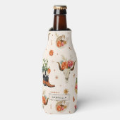 ウェスタンデザートカクタスカウボーイ帽子パーソナライズネーム ボトルクーラー (ボトル正面)