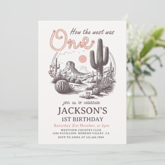 ウェスタンデザートロデオ1st誕生日招待状 招待状 (スタンド正面)