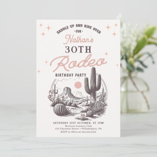 ウェスタンデザートロデオ30th誕生日招待状 招待状 (スタンド正面)