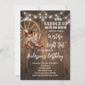 ウェスタンナイトアウトカントリーカウボーイ誕生日 招待状 (正面)