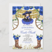 ウェスタンネイビーブルーと金ゴールドチャラ15アノス 招待状 (正面)