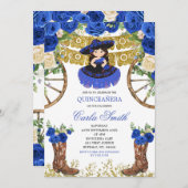 ウェスタンネイビーブルーと金ゴールドチャラ15アノス 招待状 (正面/裏面)