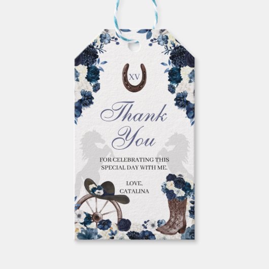 ウェスタンネイビーブルーランチェロキンセアニェラギフトラベル ギフトタグ (正面)