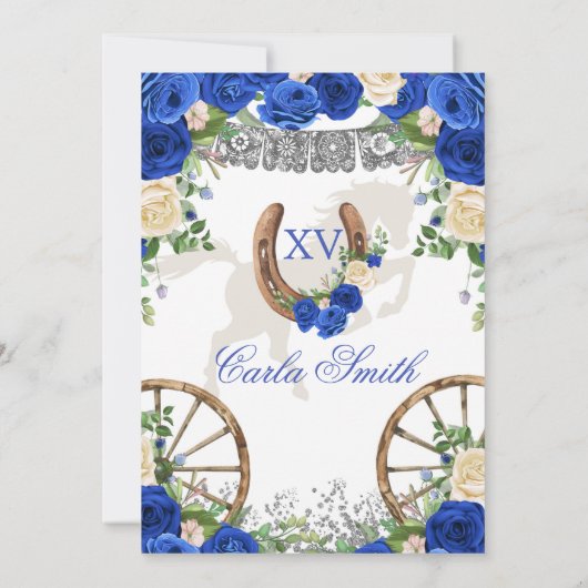 ウェスタンネイビーブルー&シルバーチャラ15アノス 招待状 (裏面)