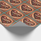 ウェスタンハッピーバースデーレザープリントカスタムハート ラッピングペーパー (角)