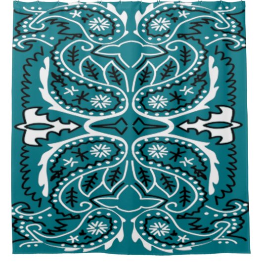 ウェスタンバンダナプリント任意の色のシャワーカーテン シャワーカーテン (正面)