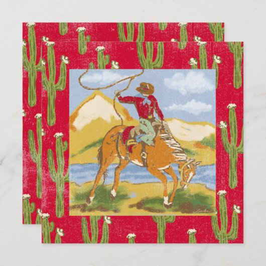 ウェスタンバースデーパーティーカウボーイ招待状ワイルドウエスト 招待状 (正面/裏面)