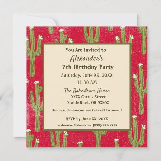 ウェスタンバースデーパーティーカウボーイ招待状ワイルドウエスト 招待状 (裏面)