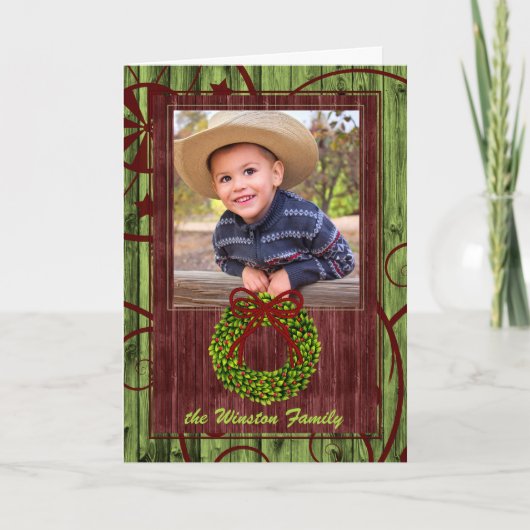 ウェスタンバーンウッドクリスマステーマのコーディネート シーズンカード (正面)