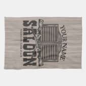 ウェスタンパーソナライズされたライフルガンオールドサロンバー キッチンタオル (横)