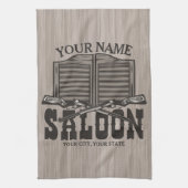 ウェスタンパーソナライズされたライフルガンオールドサロンバー キッチンタオル (縦)