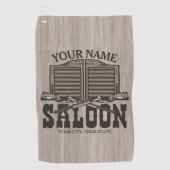 ウェスタンパーソナライズされたライフルガンオールドサロンバー ゴルフタオル (正面)