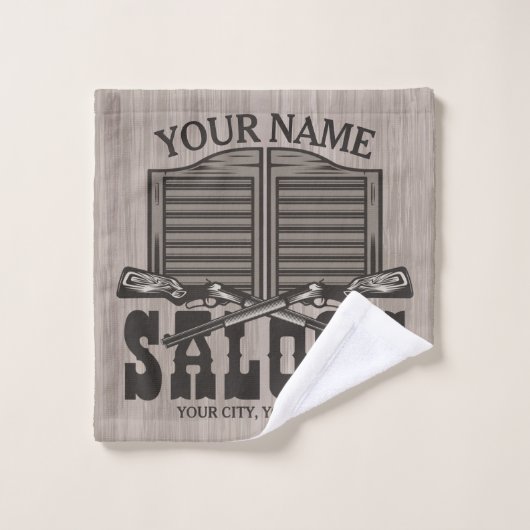 ウェスタンパーソナライズされたライフルガンオールドサロンバー バスタオルセット (ウォッシュタオル)