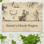 ウェスタンパーソナライズされたロデオカウボーイ女性のカーボーイ キッチンタオル (折り畳み)