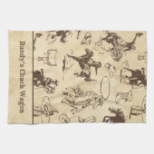 ウェスタンパーソナライズされたロデオカウボーイ女性のカーボーイ キッチンタオル (横)