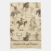 ウェスタンパーソナライズされたロデオカウボーイ女性のカーボーイ キッチンタオル (縦)