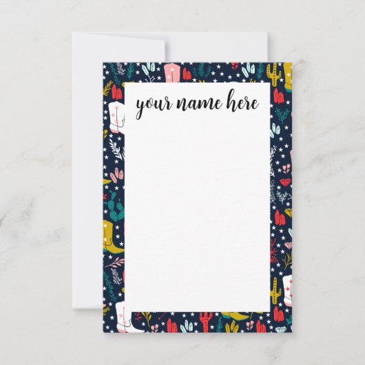 ウェスタンパーソナライズされた女性のカーボーイノテカーズ サンキューカード (正面)