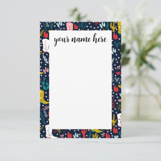 ウェスタンパーソナライズされた女性のカーボーイノテカーズ サンキューカード (スタンド正面)