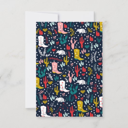 ウェスタンパーソナライズされた女性のカーボーイノテカーズ サンキューカード (裏面)