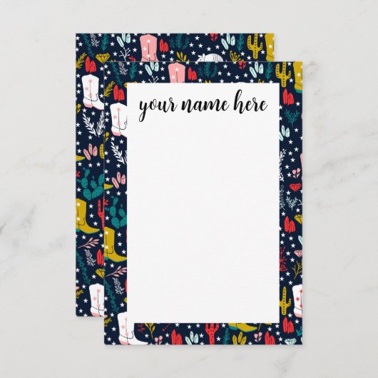 ウェスタンパーソナライズされた女性のカーボーイノテカーズ サンキューカード (正面/裏面)