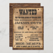 ウェスタンパーティーのウォッチングカウボーイポスター招待状 招待状 (正面/裏面)