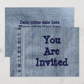 ウェスタンパーティーのデニム招待状 招待状 (正面/裏面)