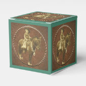 ウェスタンパーティーの好意またはギフトボックスのヴィンテージ女性のカーボーイ フェイバーボックス (正面サイド)