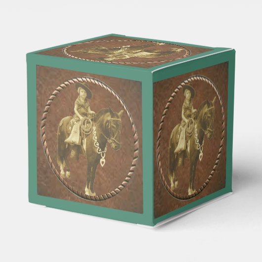 ウェスタンパーティーの好意またはギフトボックスのヴィンテージ女性のカーボーイ フェイバーボックス (裏面サイド)