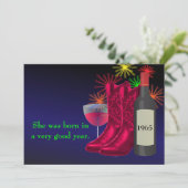 ウェスタンパーティーカウボーイブーツとワインバーサデー 招待状 (スタンド正面)